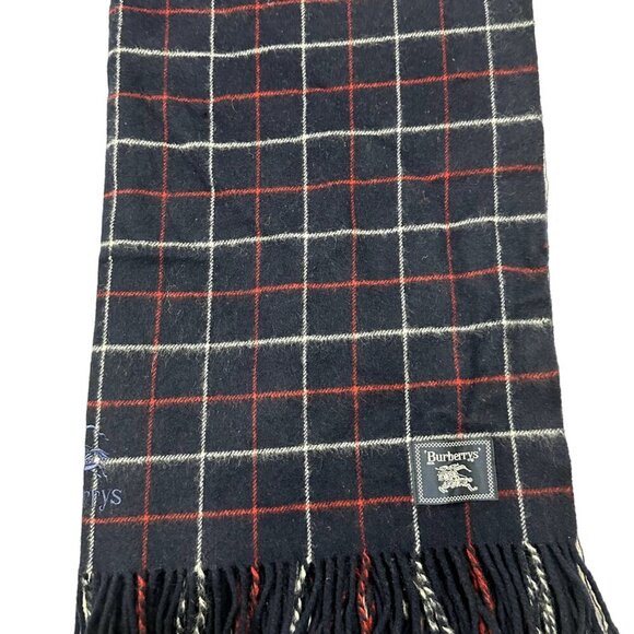 Burberry Classic Check Scarf Black 100% Lambswool Unisex Scarf Made In England - Picture 1 of 5
